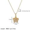 Stainless Steel Gold Plated Romantic Rotatable Flower Zirconia Pendant Necklace For Women Girls Charm Luxury Jewelry