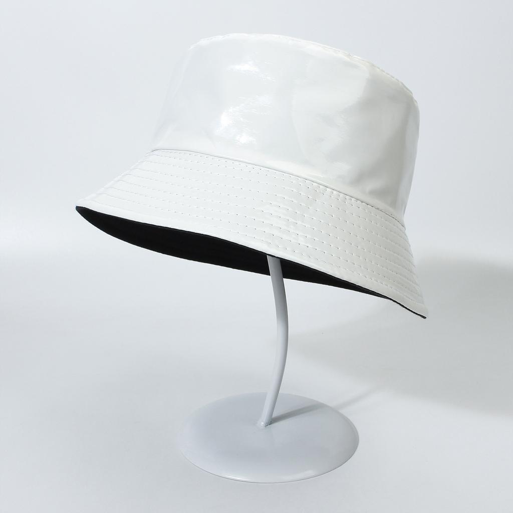 Faux Leather Reversible Bucket Hat Fashion Waterproof Fisherman Hats For Men Women Gold Silver Black Fishing Cap Sun Hat