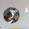 Vintage Santa Gift Print Round Wooden Hanging Plaque Colorful Holiday Wall Decor Festive Interior Art Ornament for Christmas Party Home Decoration