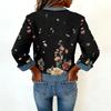 Dames sweatshirt met denim kraag en patchworkstiksels, casual trui met lange mouwen.
