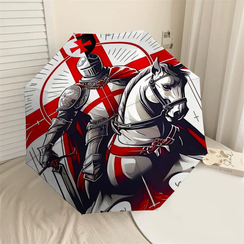 

1PC Knight Crusader Umbrella-8-Rib Reinforced Portable Folding Travel Suitable for All Seasons Outdoor Daily Use-H0361