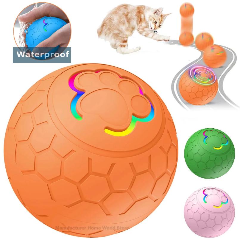 Intelligenter Hundespielzeugball, elektronischer interaktiver Haustierspielzeugball, automatischer springender rollender Spielzeugball mit RGB-Lichtern, für Welpen und Katzen