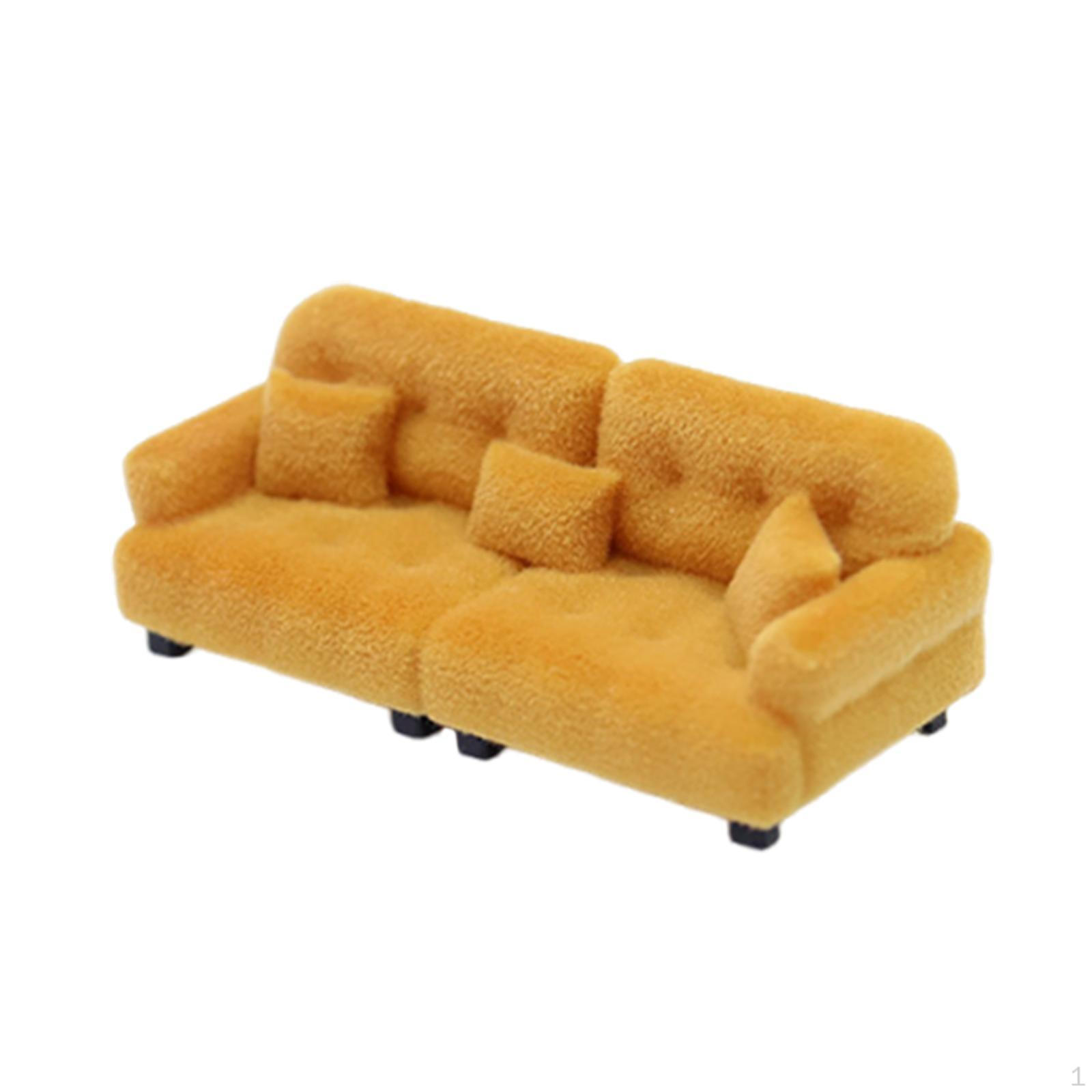 

Кукольный диван Миниатюрная модель мебели с подушкой для игровых сцен 1 30 Brown