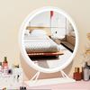 Nordic LED Makeup Mirror 3 Color Variable Light Smart Gold Metal Frame Round Desktop Dresser  Decorative  50cm MJ