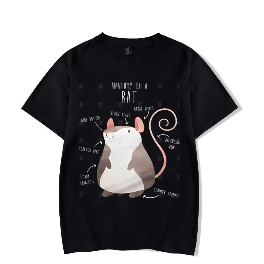 Top Men Women's T-shirt Cute Rat Printed Short Sleeve Male T-shirt Harajuku Fashion Couple Loose Street Style Y2K Tops Clothing