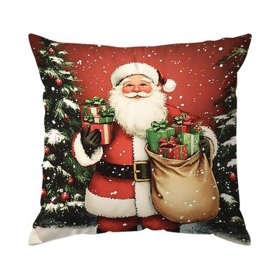 Santa Claus Cushions Pillowcase Polyester Cushion Cover Throw Pillow Sofa Decoration Pillowcover Home Car Sofa Decor