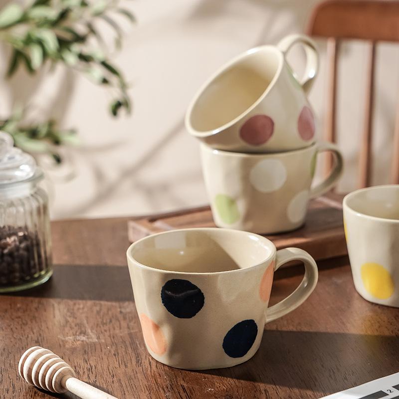 Keramikfarbe gepunktete Tasse Haushalt Kaffeetasse ins Japanische Terrakotta handbemalt handbemalt