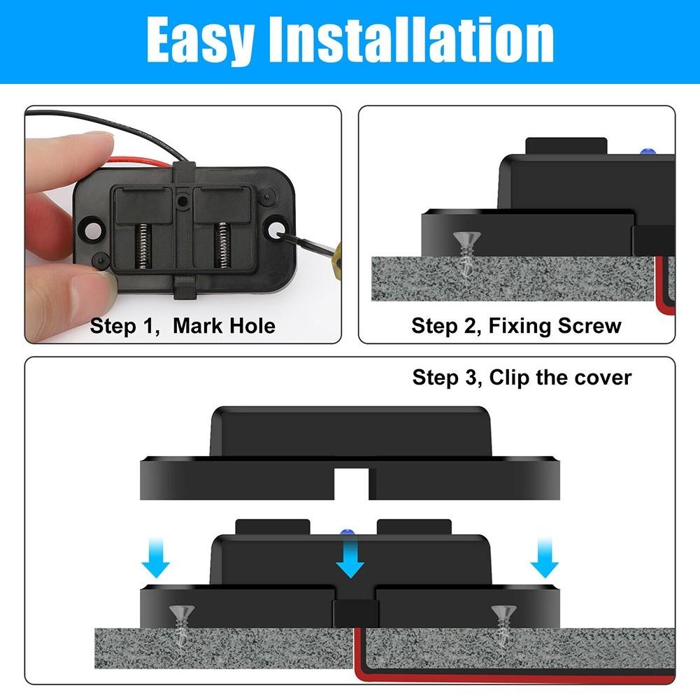 QC 3.0+PD 12V-24V LED Dual USB Car Fast Charger Socket Power Outlet Touch Switch