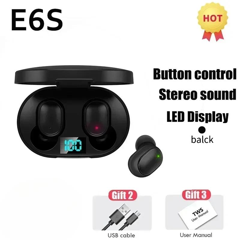 E6S Wireless Bluetooth Earphones TWS Bluetooth Headset Wireless Earbuds Noise Cancelling Earphones with Microphone Headphones