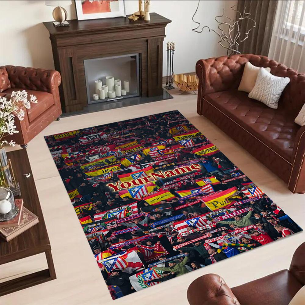Atletico Madrid Personalized Name Area Rug Perfect for Dining Room Outdoor Hallway Study room Anti-slip Rug Office home decor