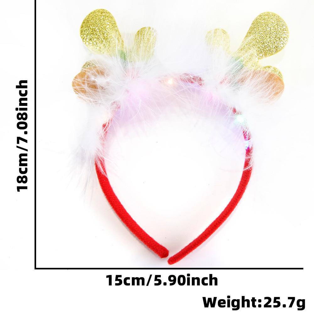 Unique And Colorful Christmas Antler Headband With Soft Plush And Lights For Creative Outfits Party