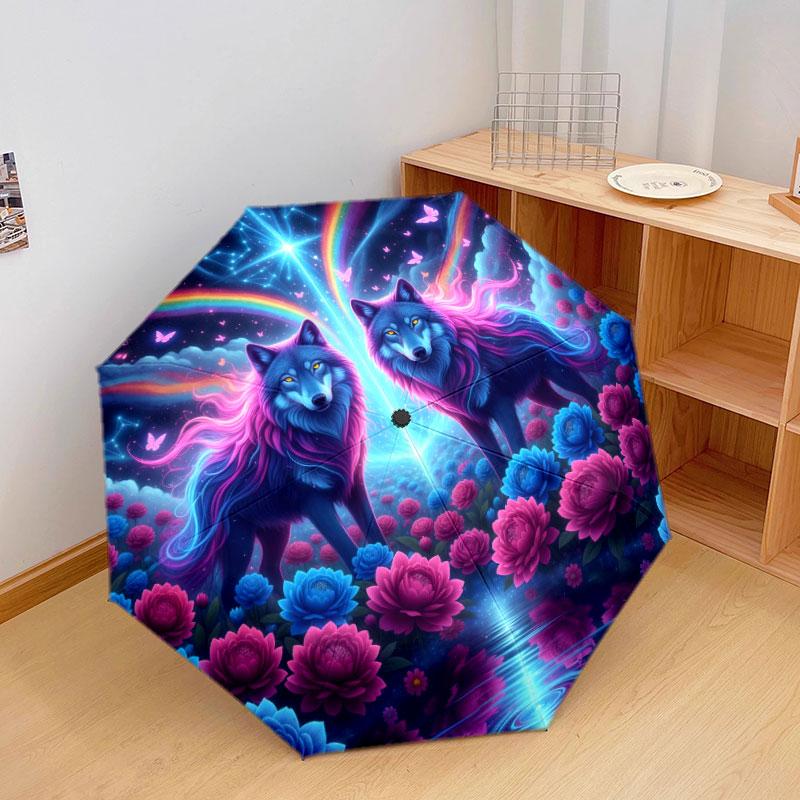 Twinsanimals Pattern Pattern New Style Umbrella, 1 Piece Automatic Folding Umbrella, Portable Travel Umbrella, Outdoor Umbrella, Birthday Gift