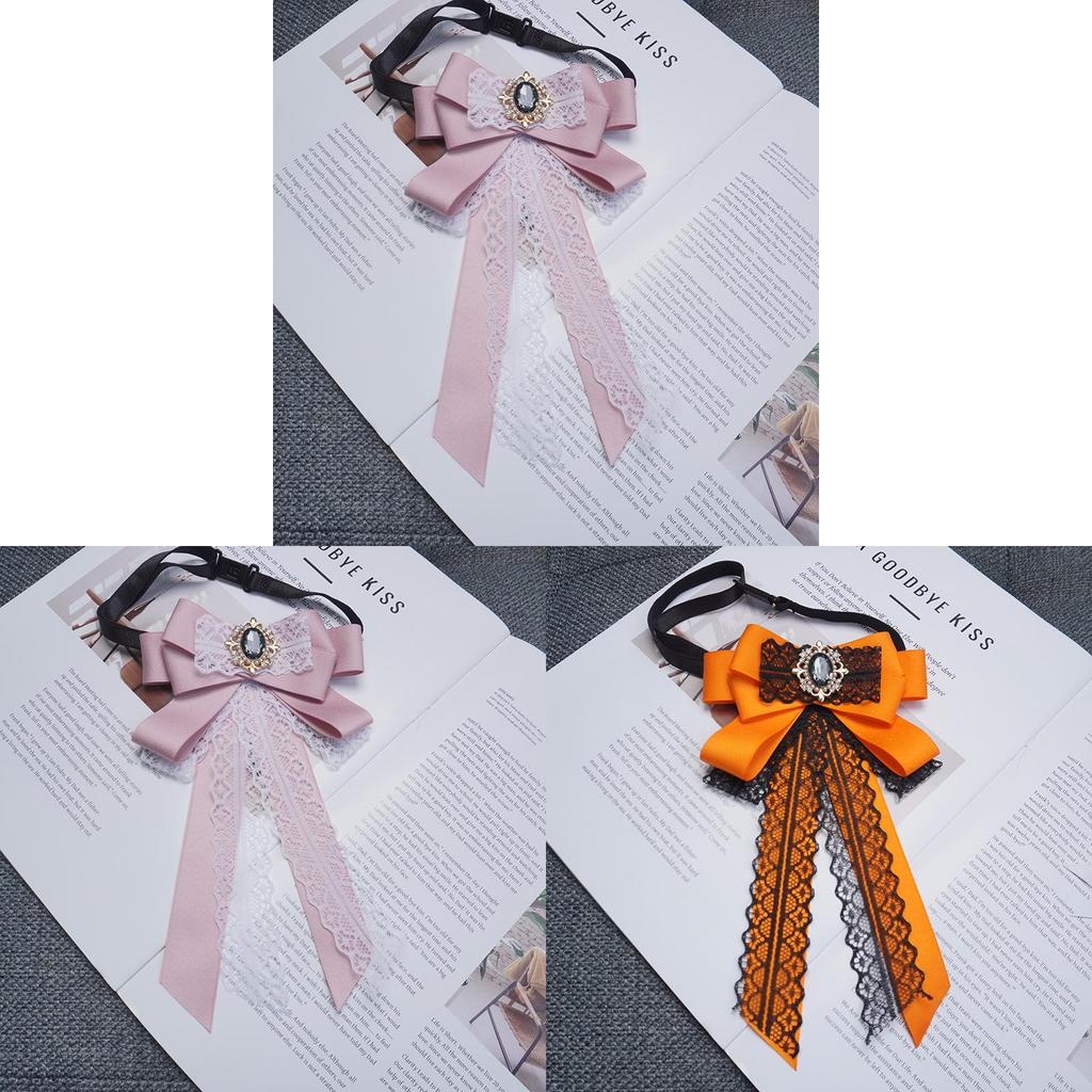 Feminine Resin Bow Tie Pin With Lace Pattern For Collegeinspired Office Attire