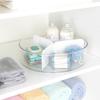 Clear Lazy Susan Turntable with Removable Dividers Storage Solution Kitchen Bathroom Laundry Room Organization Easy Carry Handle
