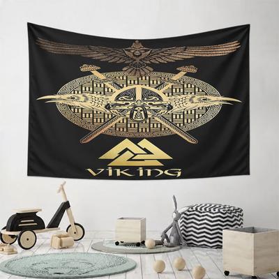 "Golden Viking Symbol Tapestry" Pattern Wall Hanging Tapestry Decorative Tapestry Home Decor for Bedroom and Living Room