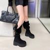 Wasteland Wind Boots Women's Autumn and Winter New Small Thick-soled Heightening Fashion Boots Trendy Suede Piling Boots