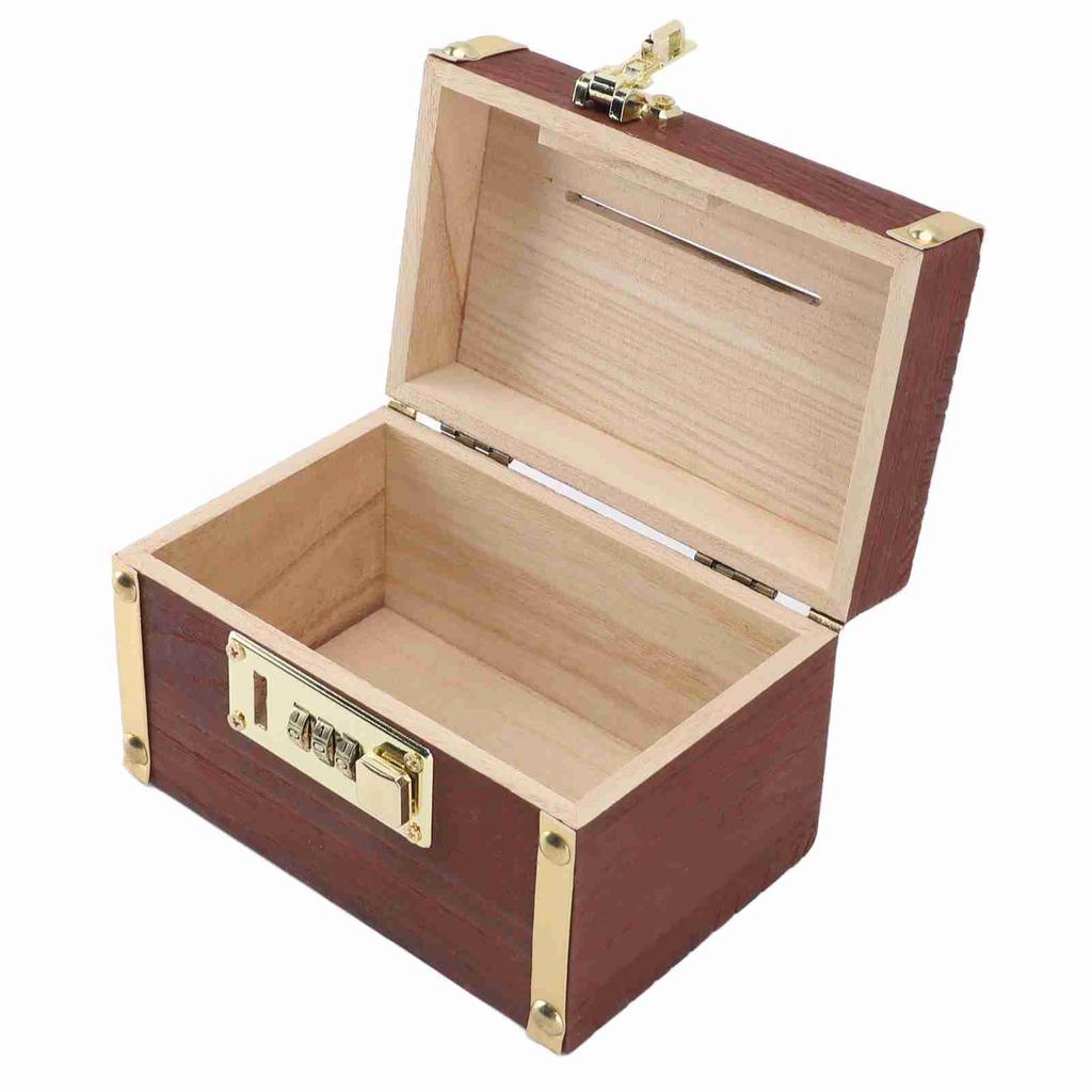 Wooden Treasure Chest Money Storage Box with Password Lock Versatile Vintage Wooden Jewelry Storage Box for Home Decor
