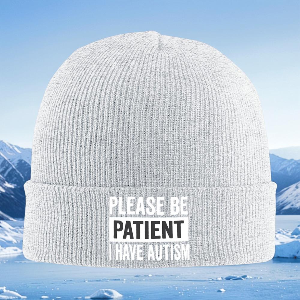 Please Be patientAutism Awareness Men Women Unisex Knitted Hat Beanie Pullover Cap Winter Thermal Warm Christmas Outdoor Cyclin