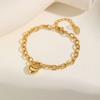 Exquisite Fashion Heart Lock Charm Bracelet, Gold Plated Stainless Steel OT Buckle Bracelet for Women, Waterproof Trendy Jewelry