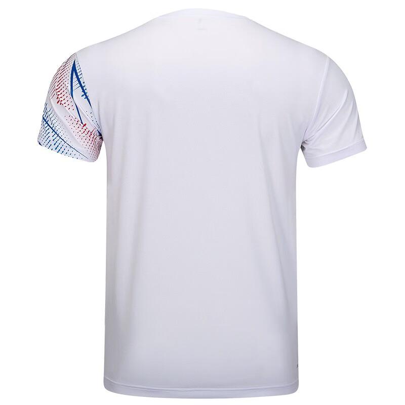 Li-Ning Color Block Sports Quick-Dry Breathable V-Neck Striped T-Shirt Unisex Tops White AAYT585-3