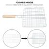 Grillnetz Edelstahl Grillkorb Fisch Garnele Gemüse Steak Fleisch Garnele Faltbares Grillnetz BBQ-Rost Werkzeug