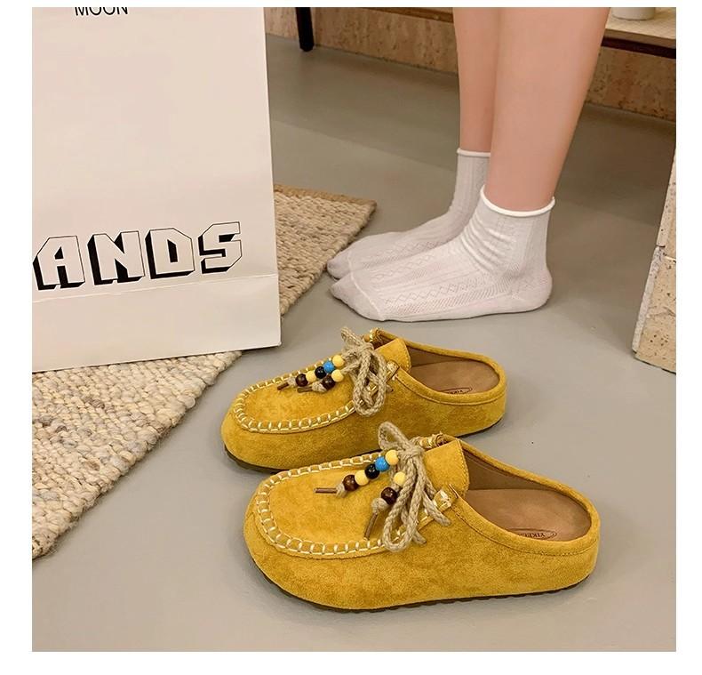 

Женские ретро домашние уличные с одним носком и поддержкой свода стопы, не утомляющие ноги, нескользящие, легкие, удобные тапочки 40 жёлтый