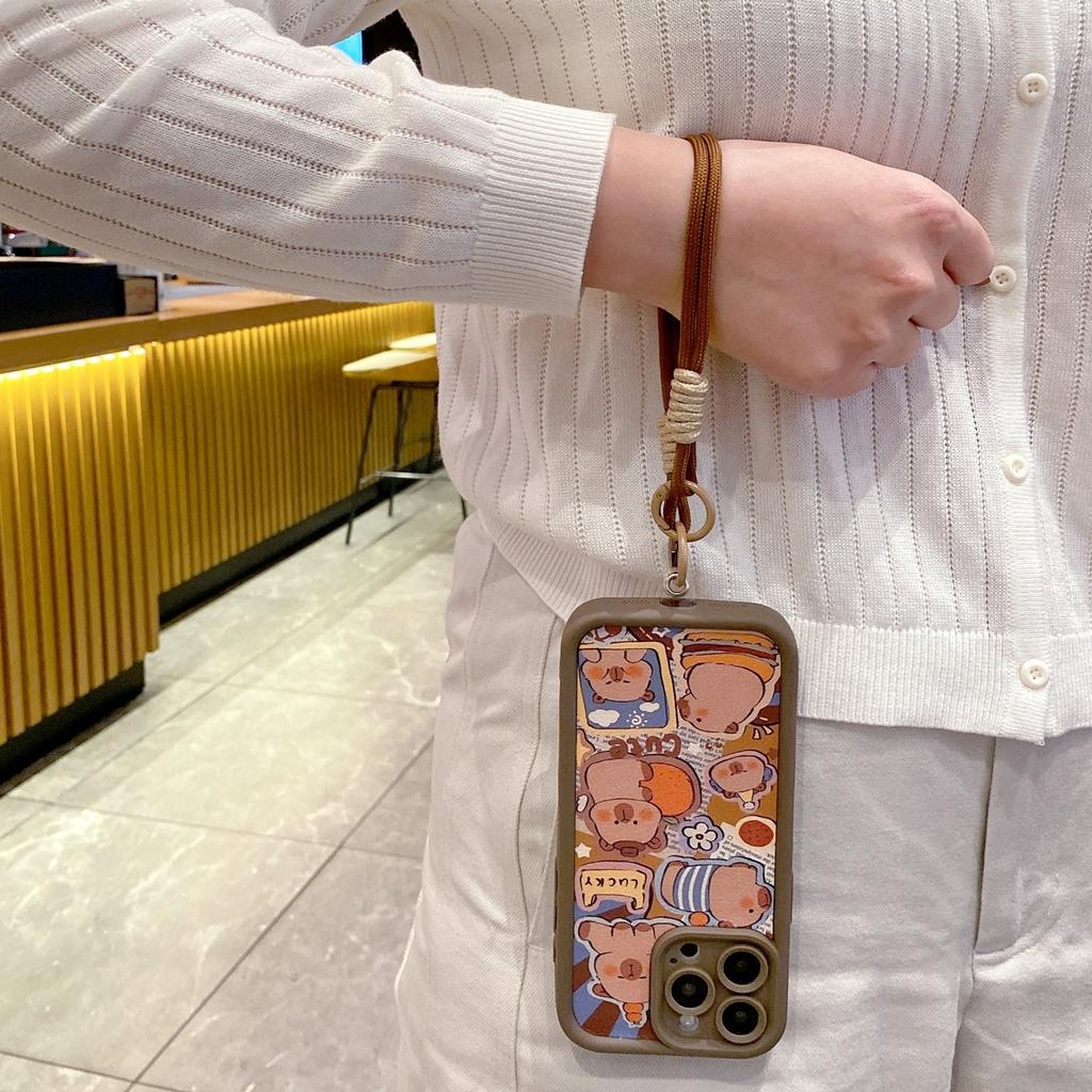 Applicable To OPPO Reno16Pro Cartoon Mobile Phone Case A6X Bear Sticker A78 Protective Case A6 Hand Rope