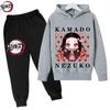 Sudadera con capucha para niño del anime Demon Slayer de Tanjiro y Nezuko Sudadera Infantil Estilo Callejero Coreano Kpop Sudadera para Niña Ropa de Calle Conjunto
