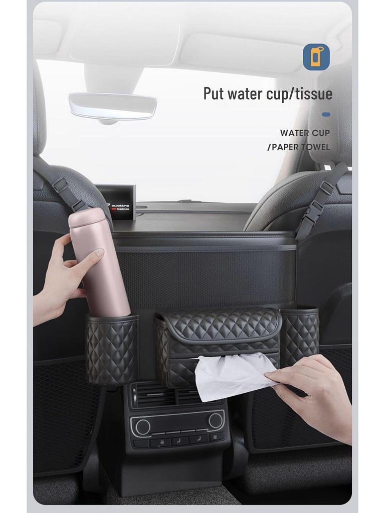 Organizér do mezery a na zadní stranu autosedačky z Nappa kůže: Multifunkční úložný vak