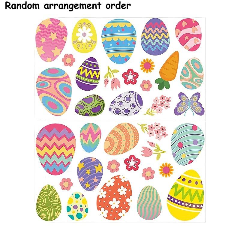 

35pcs/2 sheets Easter Egg Window Stickers Retro Floral & Geometric Patterns Vibrant Spring Colors PVC Electrostatic Cling Decals