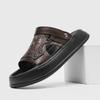 Fashion Stylish Mens Casual Leather Slippers Slip on Flats S  Fashion Beach Sandals Open-toe Outdoor Half Drag Leisure Walk Male Slides