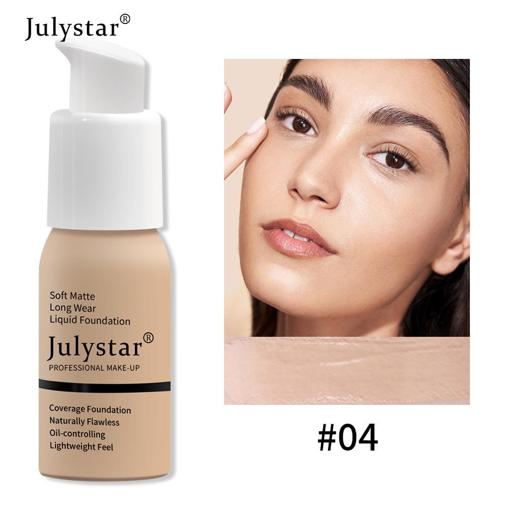 Julystar Soft Matte Long Wear Liquid Foundation Oil Control Waterproof Natural Flawless Full Coverage Face Makeup Cosmetics
