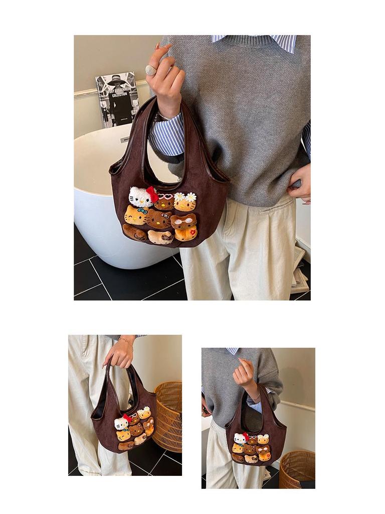 Trendige Niedliche Kätzchen Plüsch Tragetasche: Vielseitige Einzelschultertasche für Mädchen