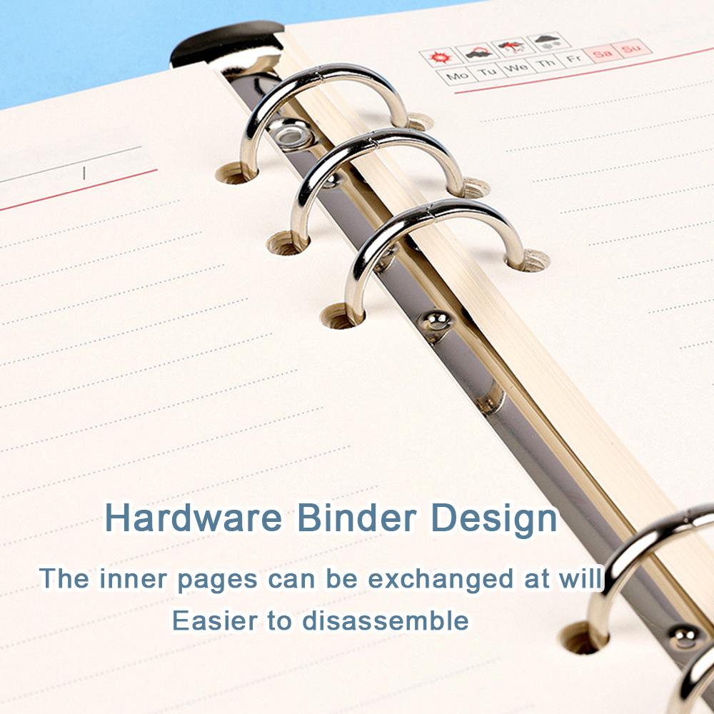 (Can Engrave Logo) A5 High-grade Leather Business Loose-leaf Notebook, Notepad with Magnetic Buckle, Student Diary,