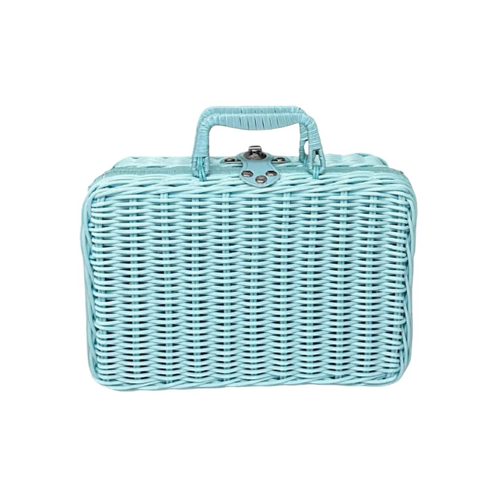 Deze koffer van kunststof met rotan frame is perfect voor picknicks, Pasen, het opbergen van spullen en andere gelegenheden.