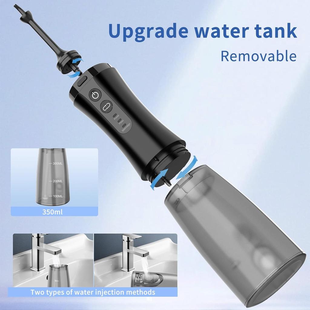 Water Flosser Oral Irrigator with Camera for Teeth, Visual Water Dental Flosser with 3-Nozzle, Rechargeable Black Water Flosser