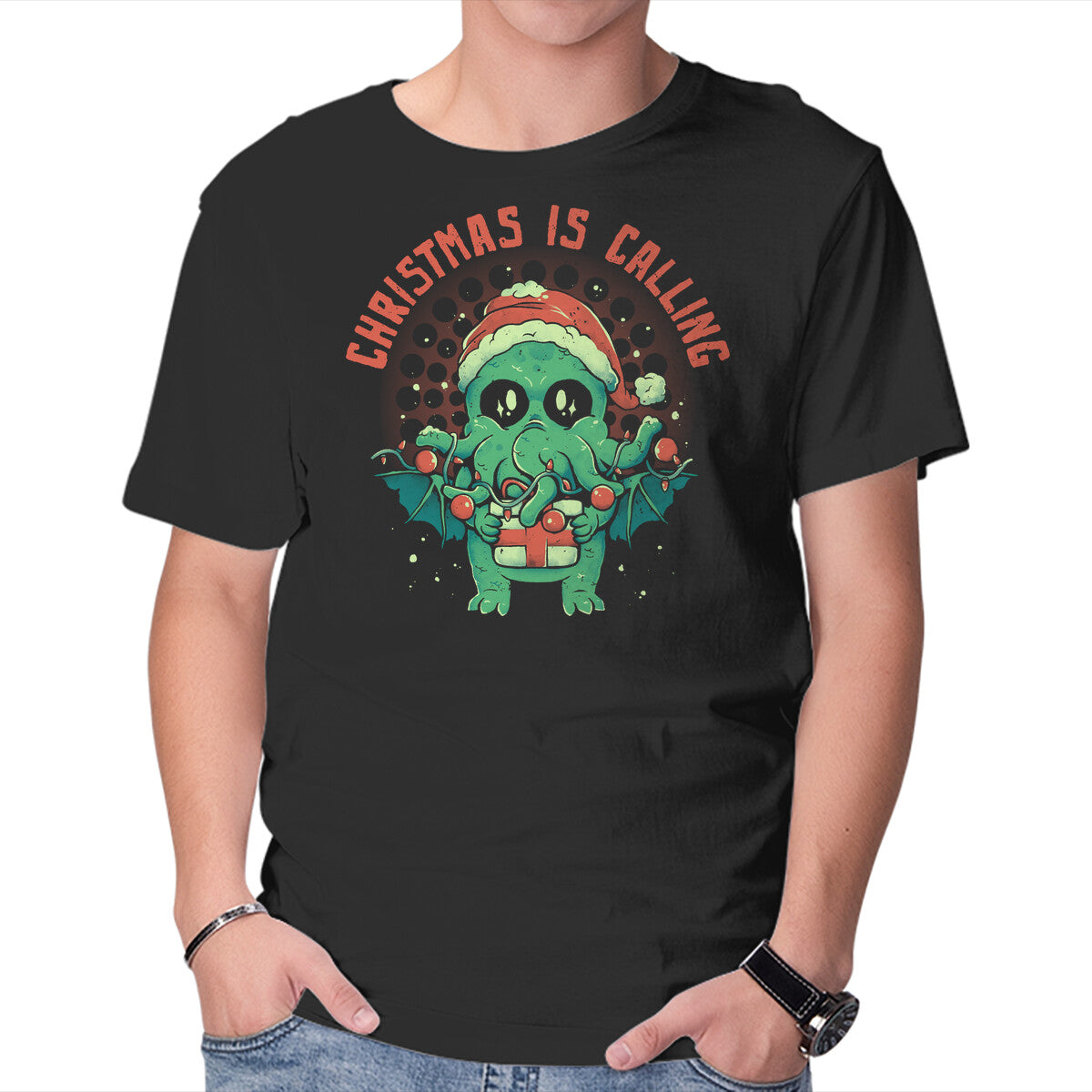 Unisex Crew Neck T-Shirt Christmas Is Calling Graphic Short Sleeve Casual Tee XXXXL