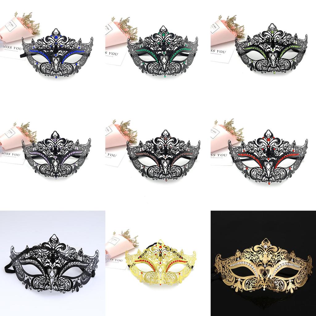 Costume Prop Mask With Metal Embellishments And Rhinestones For Halloween Party