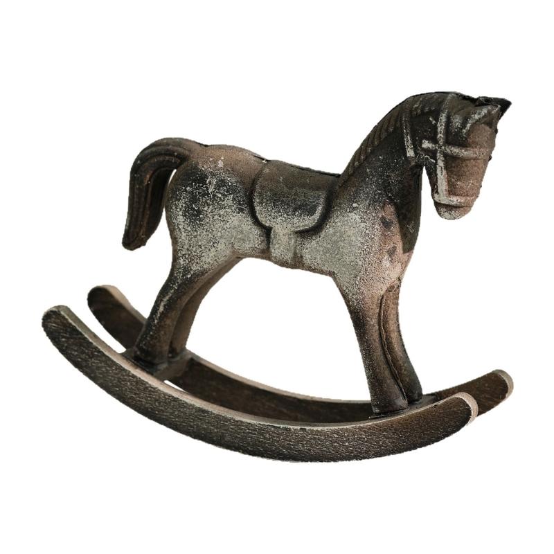 Minimalists Wood Rocking Horse Sculpture Artistic Room Decors For Bookshelf Coffee Table Nordic Design Ornament Gift