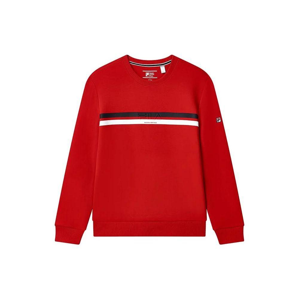 

FILA Modern Heritage Striped Print Crew Neck Pullover Sweatshirt Men sweatshirt Red F11M311209FRD L