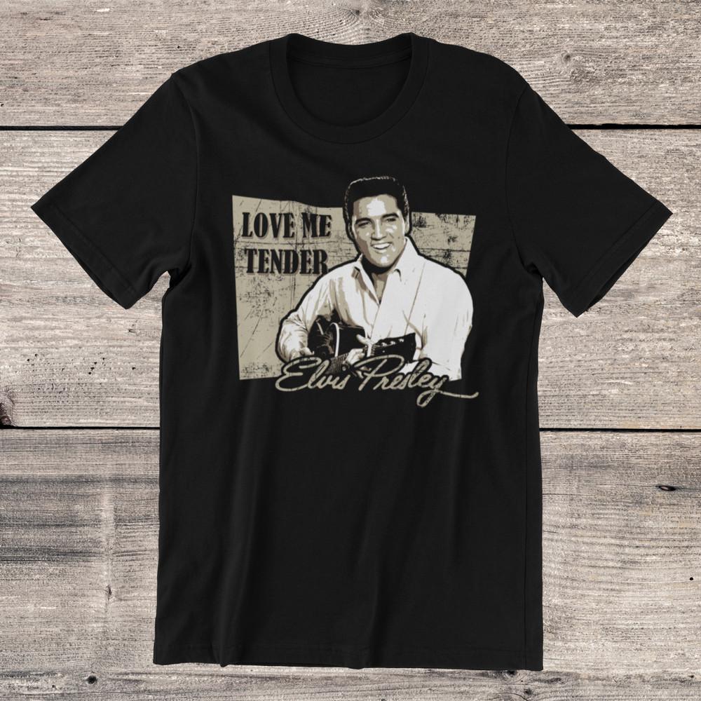 

ELVIS PRESLEY Love Me Tender Rock n Roll Legend on Ring Spun Cotton Tee Unisex T-Shirt XXXXL