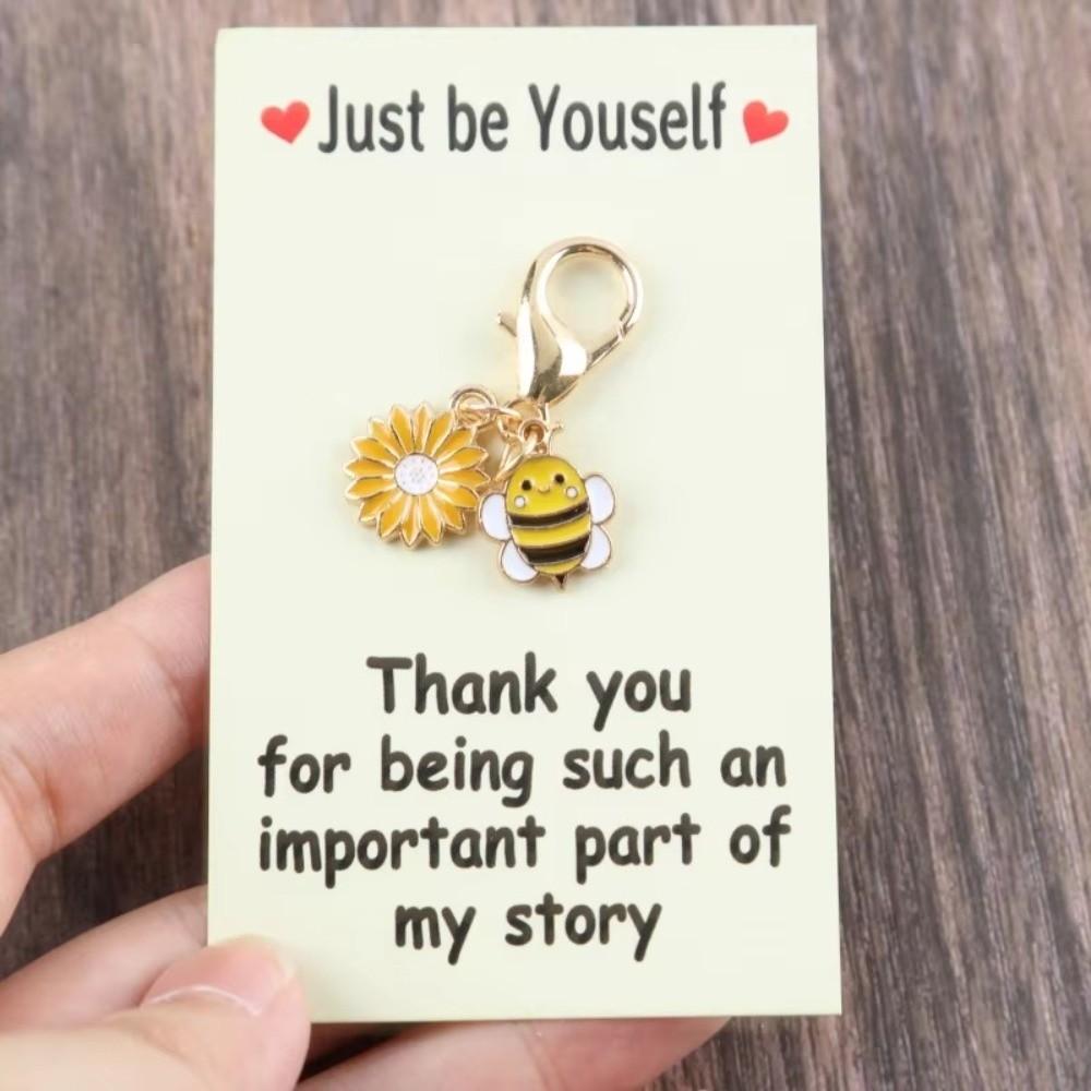 Ornaments Bee Flower Pendant Oil Dripping Bag Hanging Key Ring Bee Keychain Bag Key Decor
