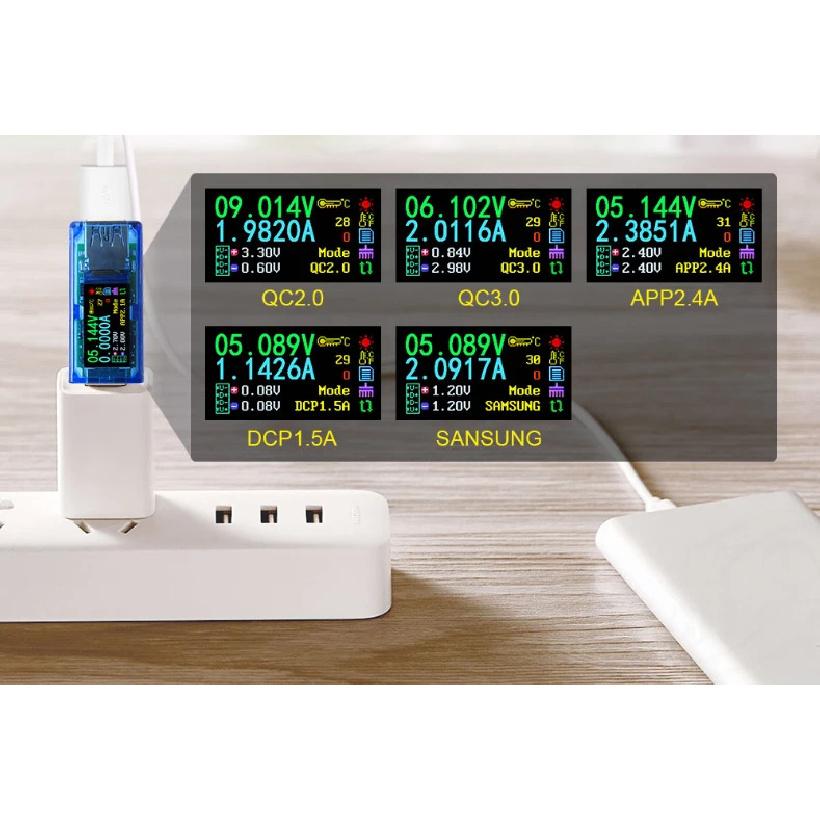 AT35 5 digits USB 3.0 color LCD Voltmeter ammeter voltage current meter multimeter battery charge power bank USB Display Tester