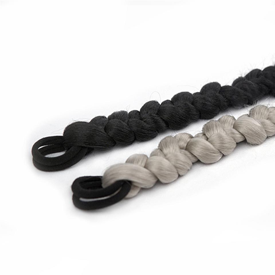 Synthetic Long Braid Ponytail Hair Extensions Fake Hair Pony Tail Wig for Black Women with Rubber Elastic Band