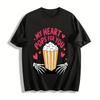 Skelett mit Popcorn Lustiger Geständnis-Druck Paar T-Shirt Reines Baumwoll-T-Shirt