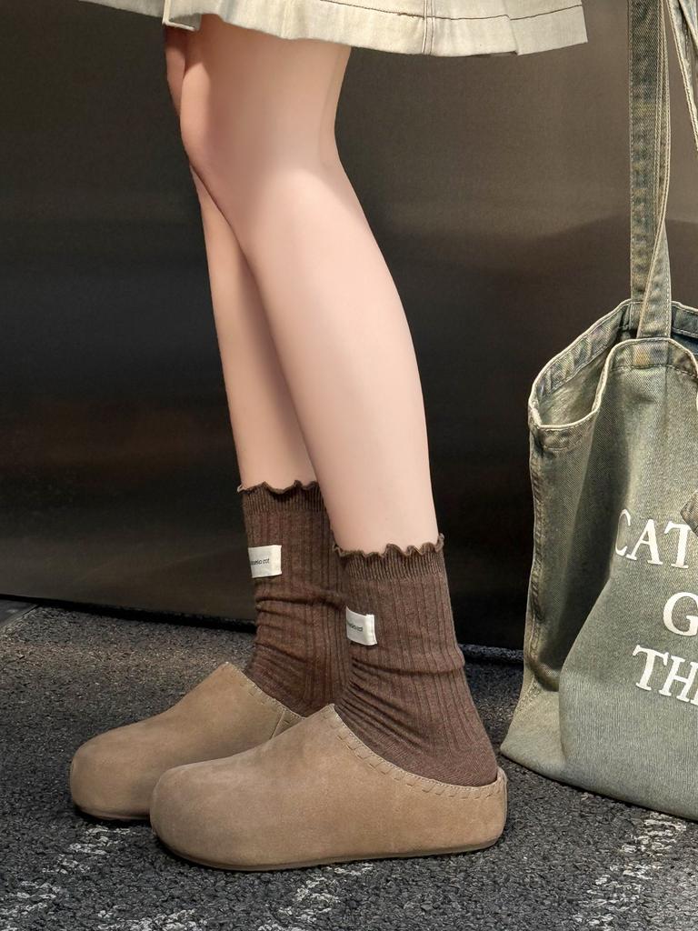 Cowhide retro bag head half slippers women's outer wear 2025 new early autumn one-pedal platform casual Boken half-tray shoes