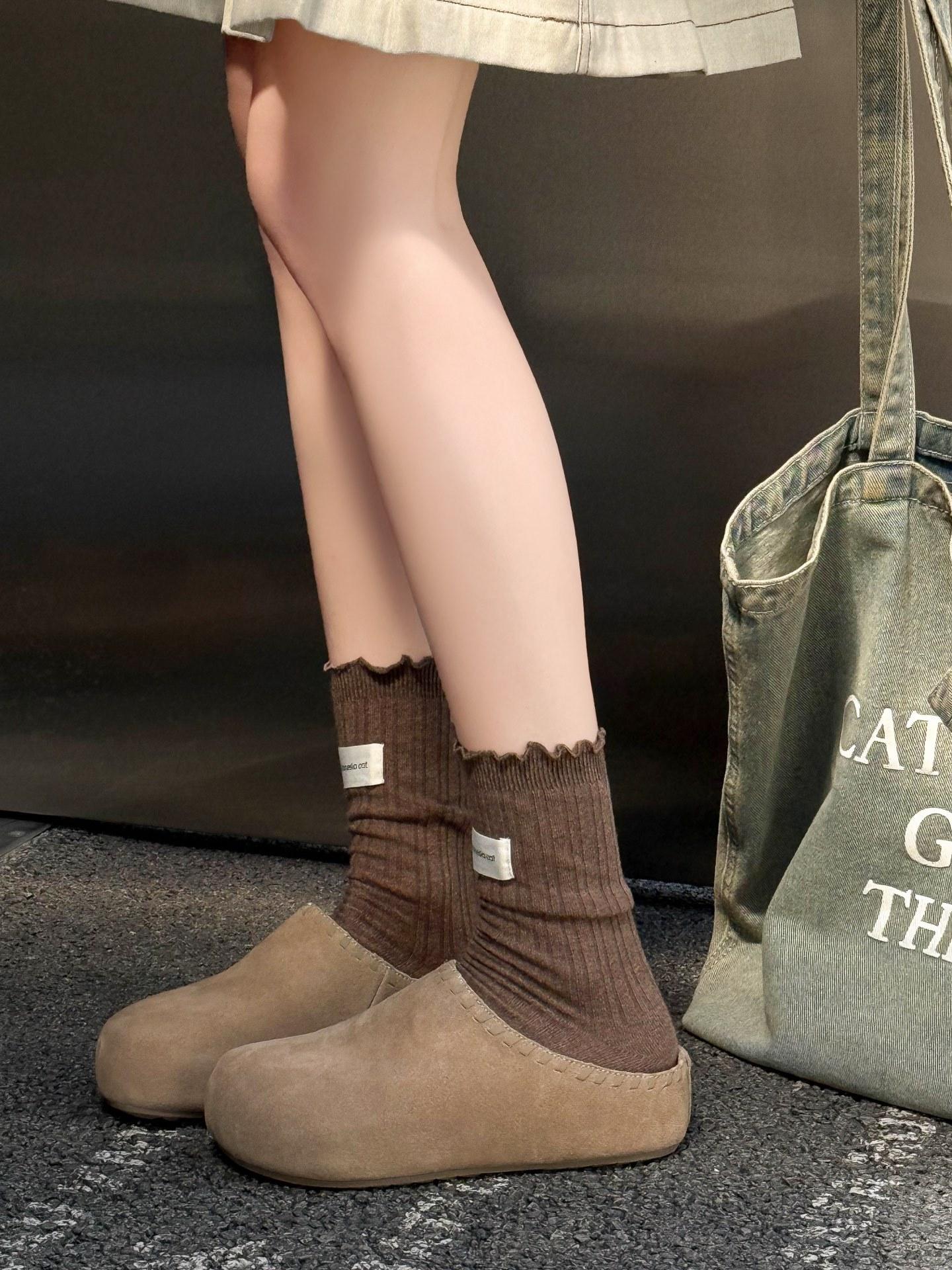 

Ретро сумка из коровьей кожи, женские полушлепанцы для улицы, новинка ранней осени 2025 года, повседневные туфли на платформе с одним ремешком, полуботинки 39 хаки