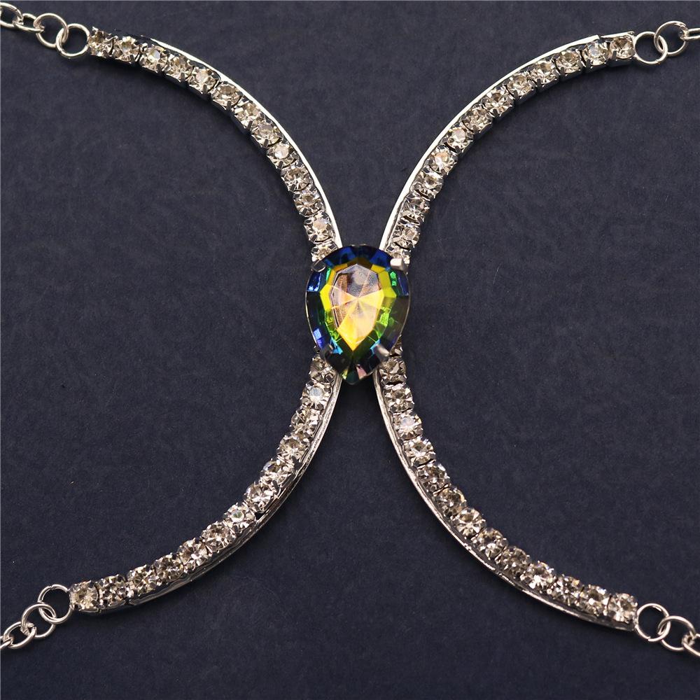 

European And American New Trend Water Drop Gemstone Chest Rest Nightclub Jewelry Sexy Rhinestone Breast Body Chain Body Chain