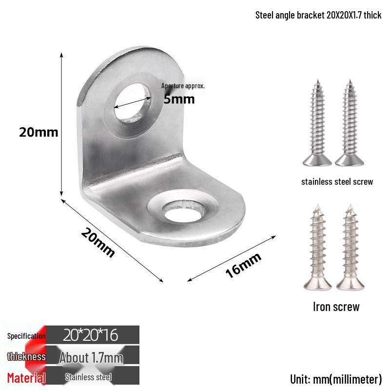 Stainless Steel 90° L-Shaped Thickened Angle Bracket Connector