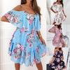 2025 New Spring Off-Shoulder Chiffon Print Dress
